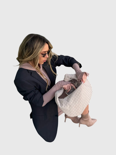 Celeste | Borsa Media Suede Intrecciata con Nodo