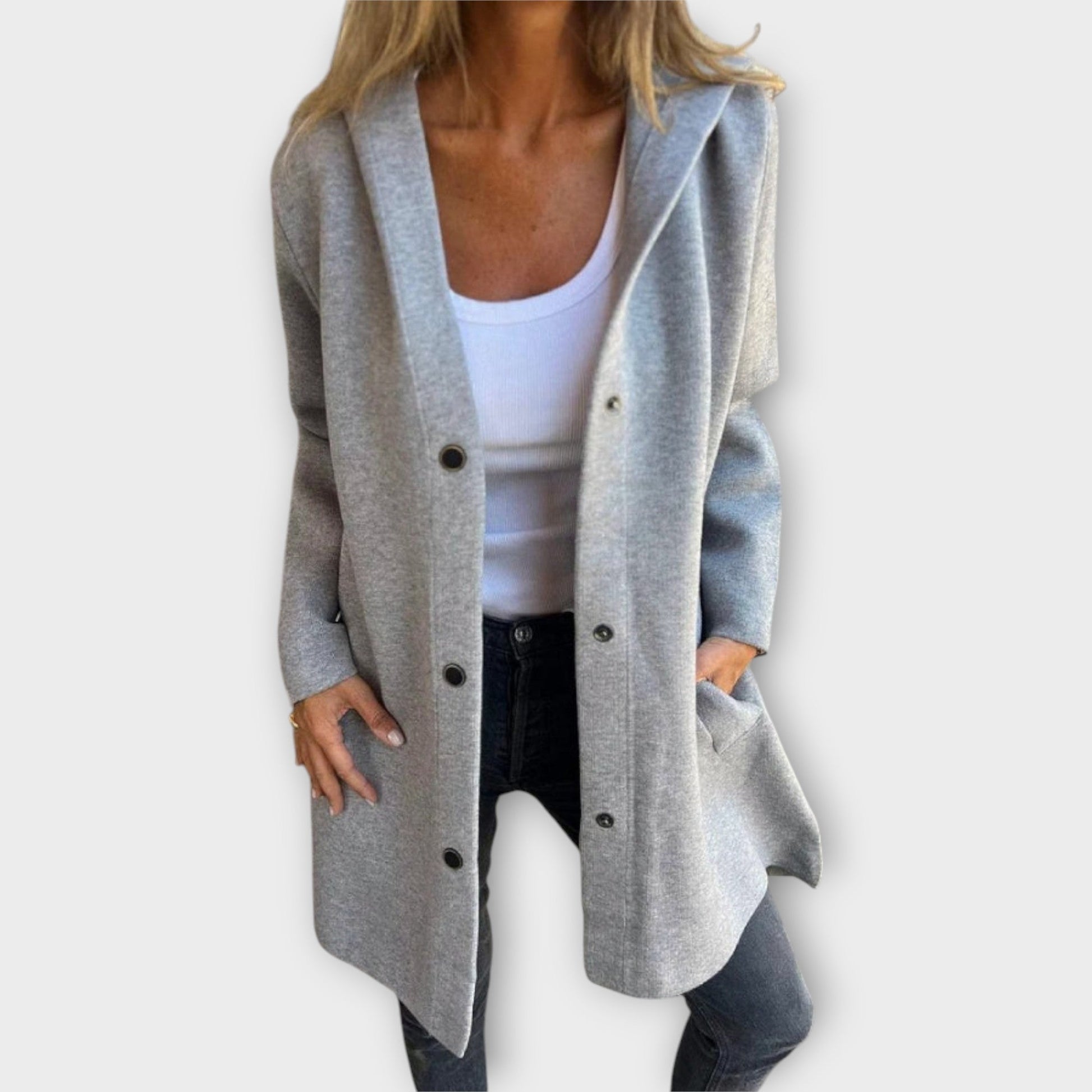 Giacca casual con cappuccio e bottoni