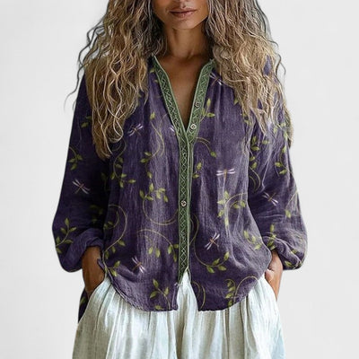 Ambra - Camicetta con stampa a foglie vintage
