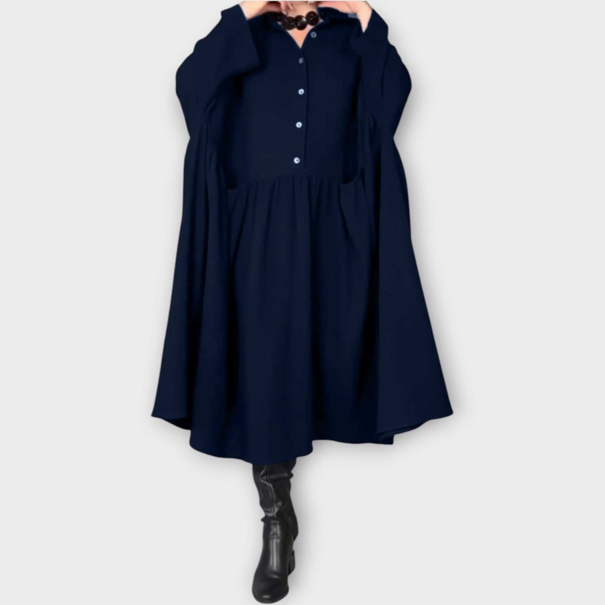 Abito Midi Classico con Bottoni