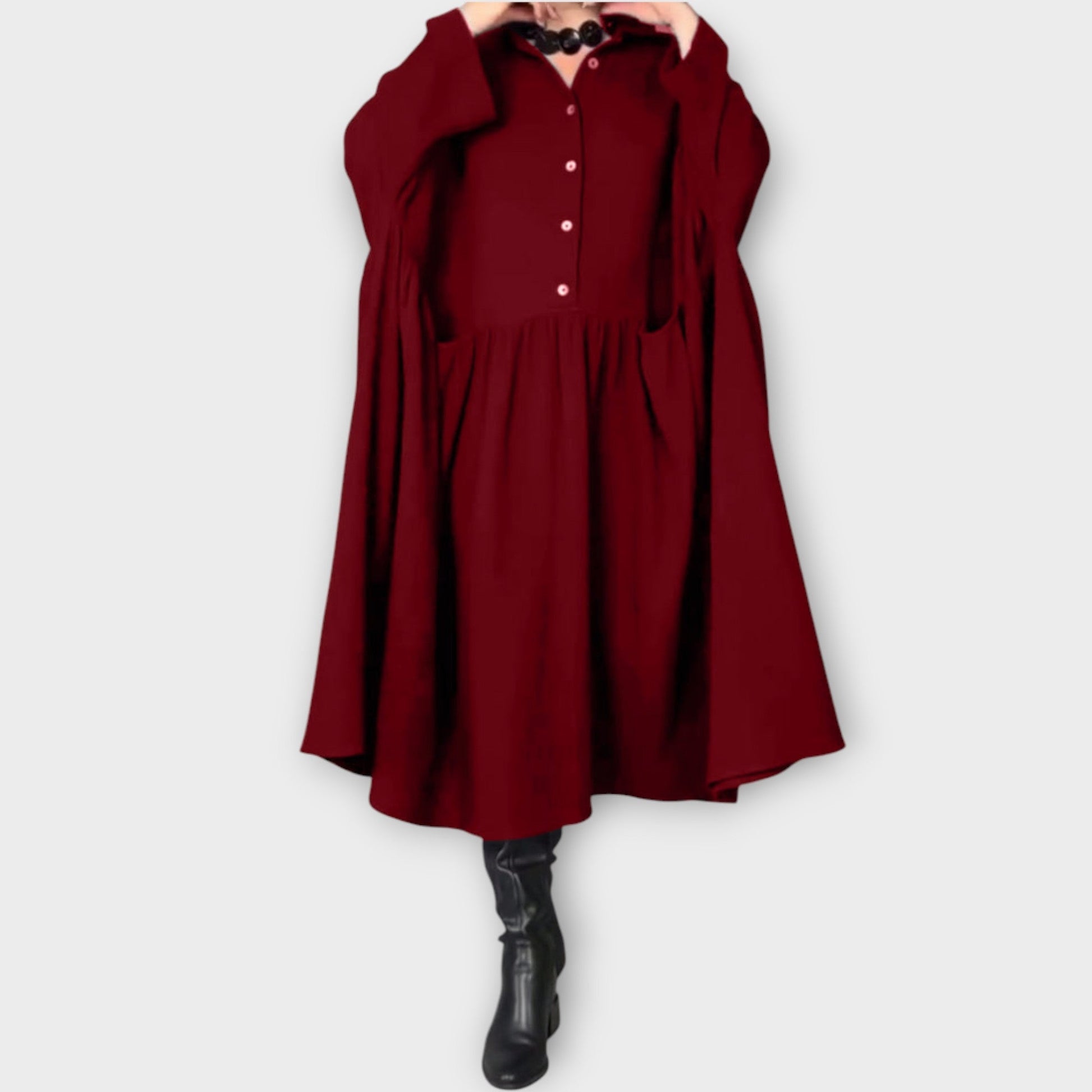 Abito Midi Classico con Bottoni