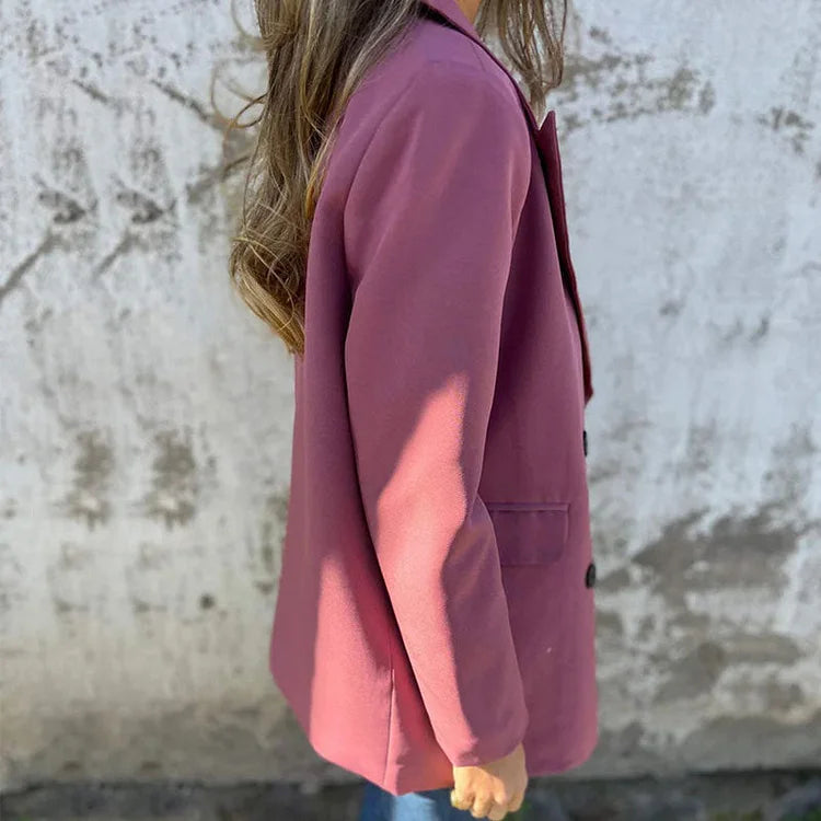 Blazer donna a manica lunga in tinta unita alla moda