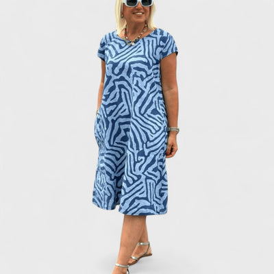 Nelia - Abito estivo a girocollo con bella stampa