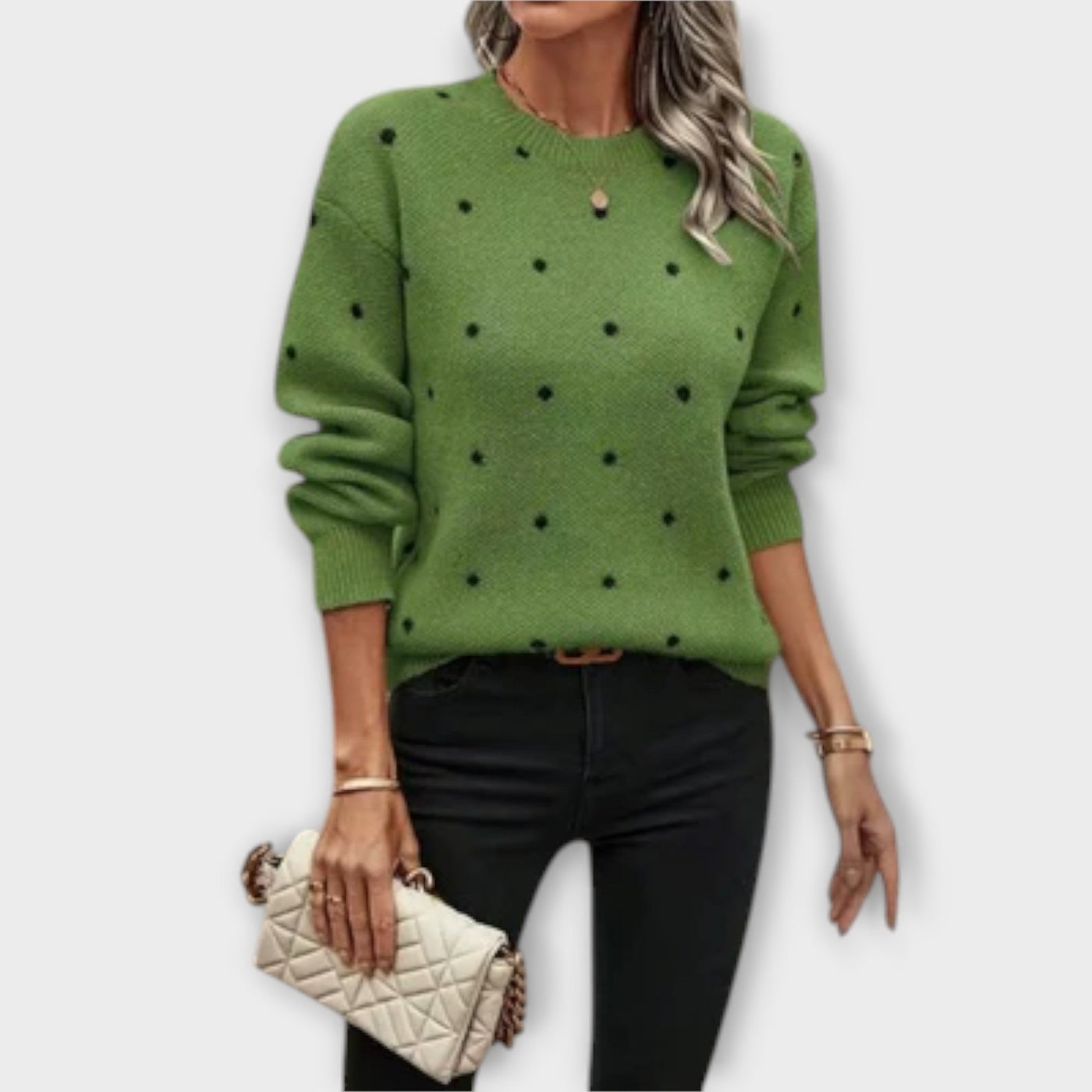 Ava – Maglione a Maniche Lunghe Casual in Maglia con Motivo a Pois