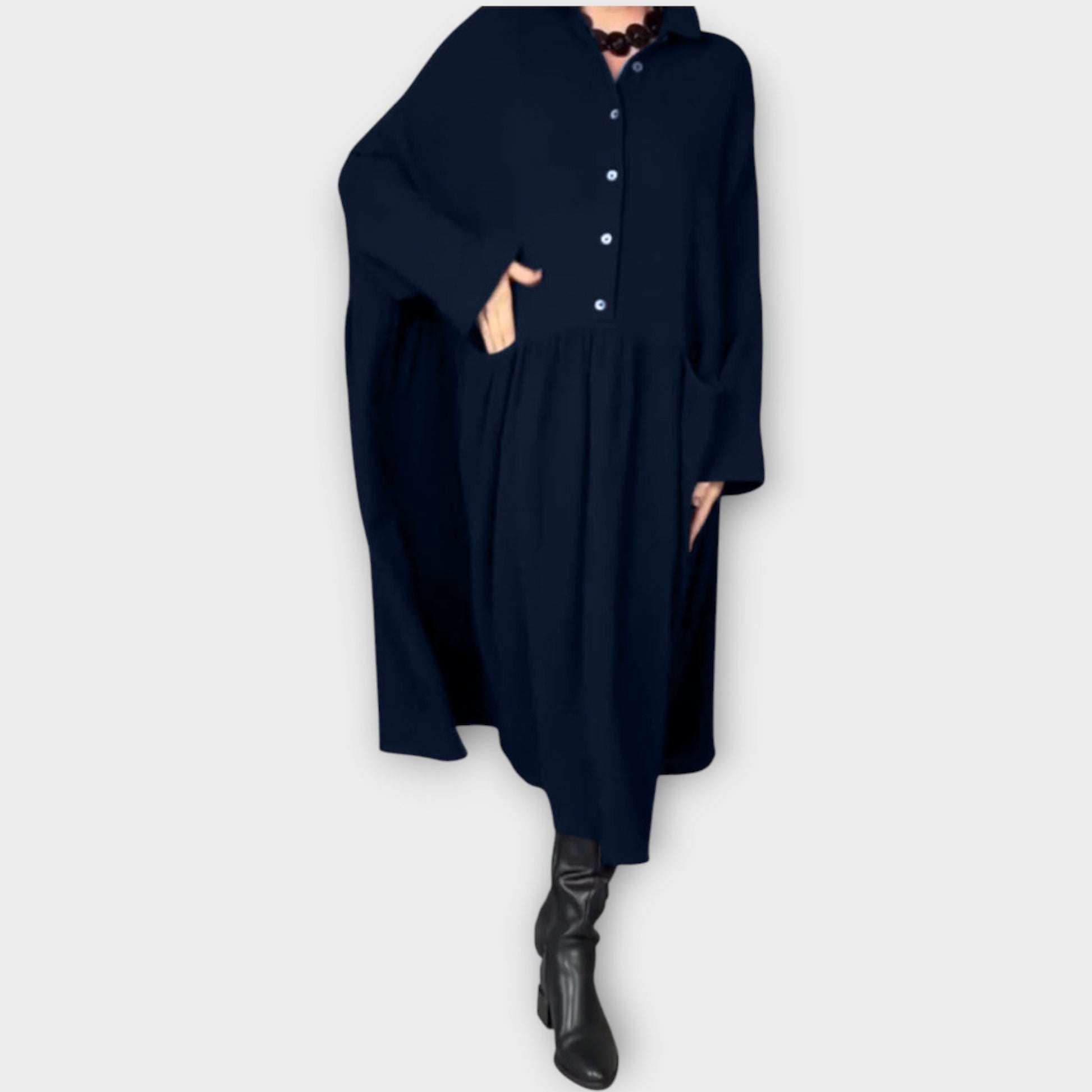 Abito Midi Classico con Bottoni