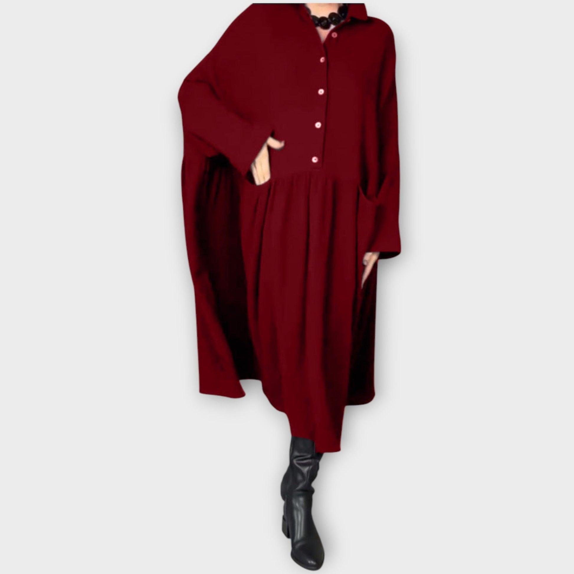 Abito Midi Classico con Bottoni