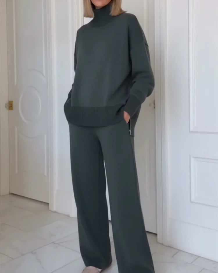 Set di Due Pezzi con Collo Alto e Cerniera, Pantaloni Dritti