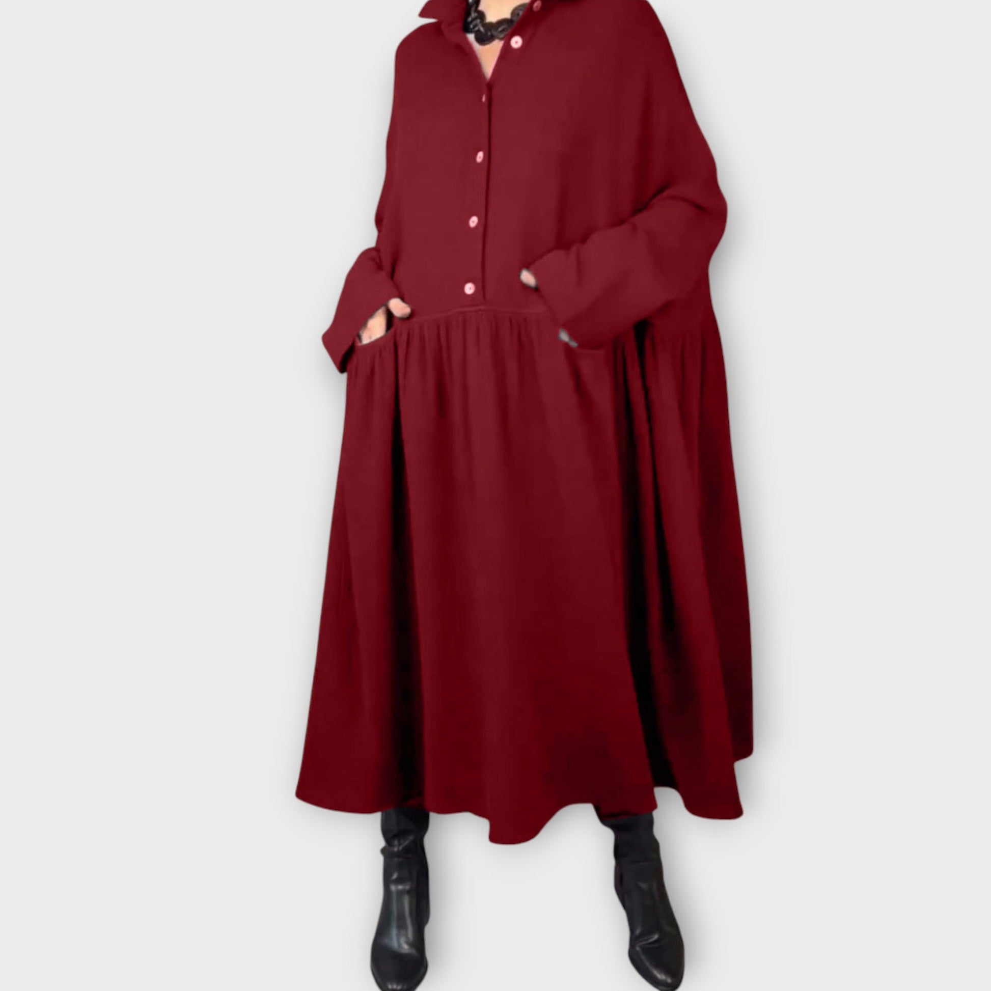 Abito Midi Classico con Bottoni