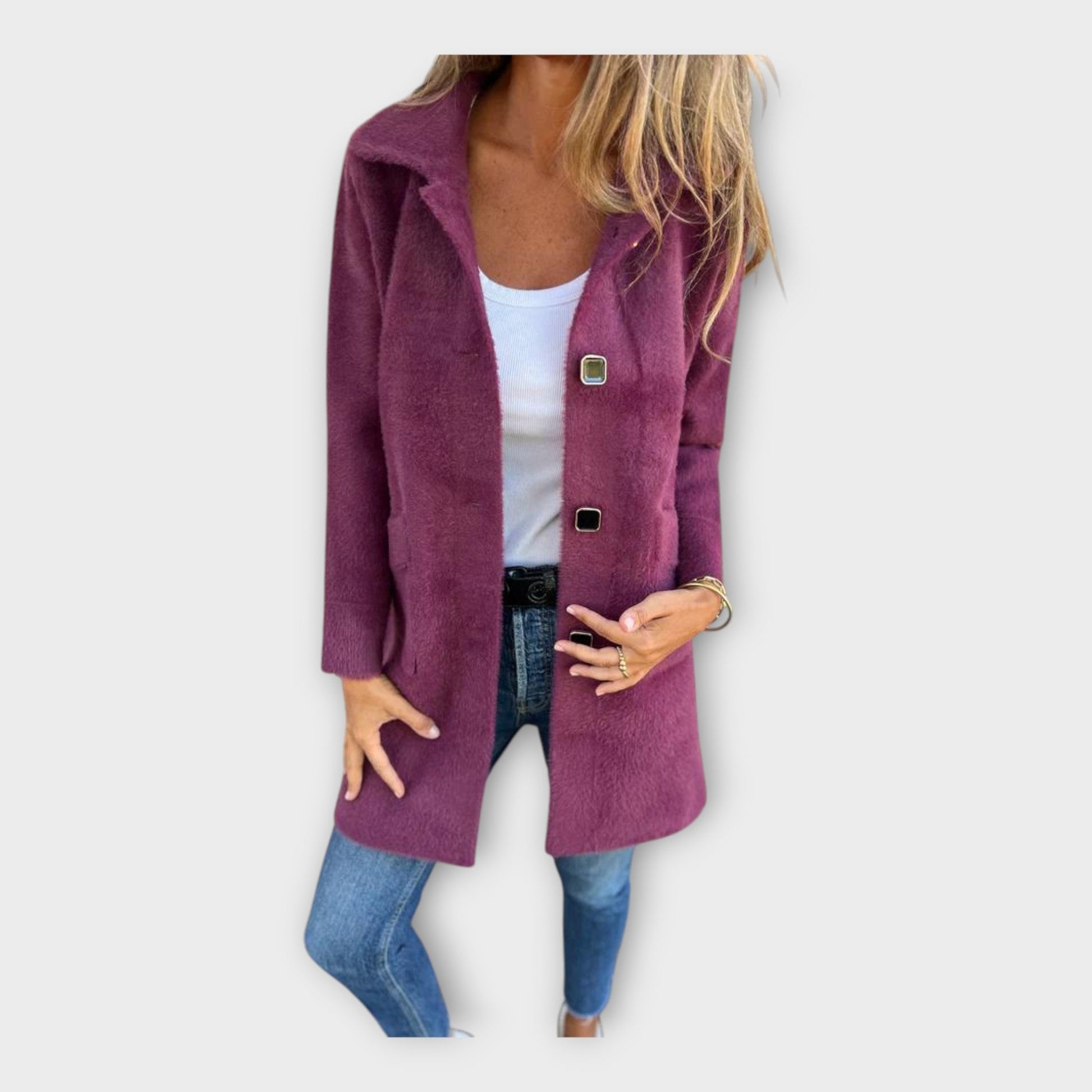 Cappotto di Lana con Chiusura Elegante