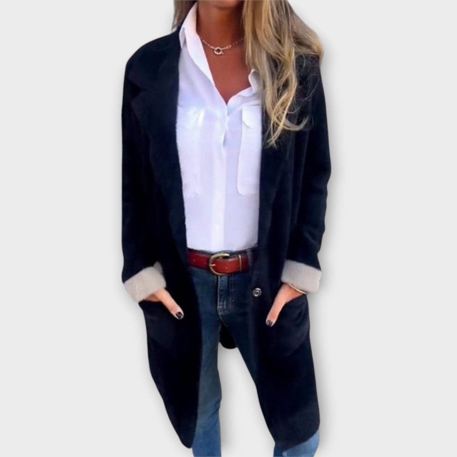 Cappotto lungo morbido e accogliente con tasche