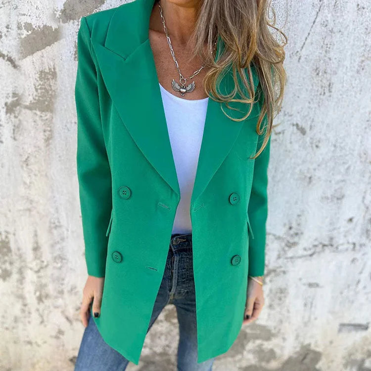 Blazer donna a manica lunga in tinta unita alla moda