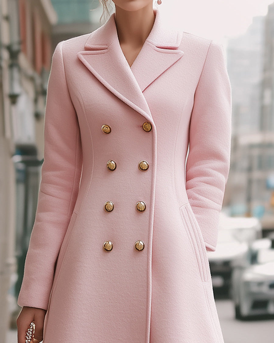 Giacca elegante in lana doppiopetto color rosa cipria