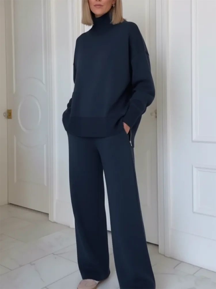 Set di Due Pezzi con Collo Alto e Cerniera, Pantaloni Dritti