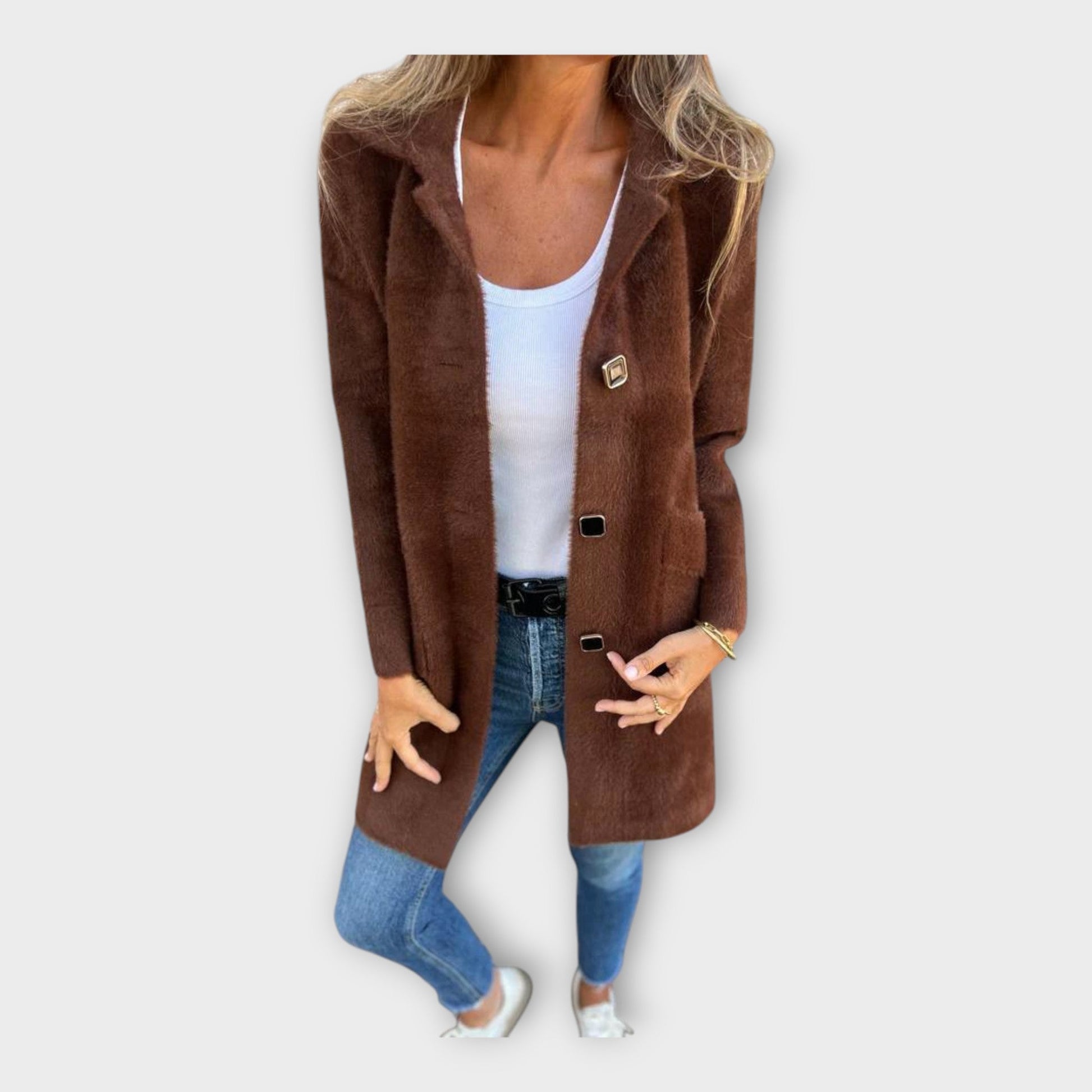 Cappotto di Lana con Chiusura Elegante