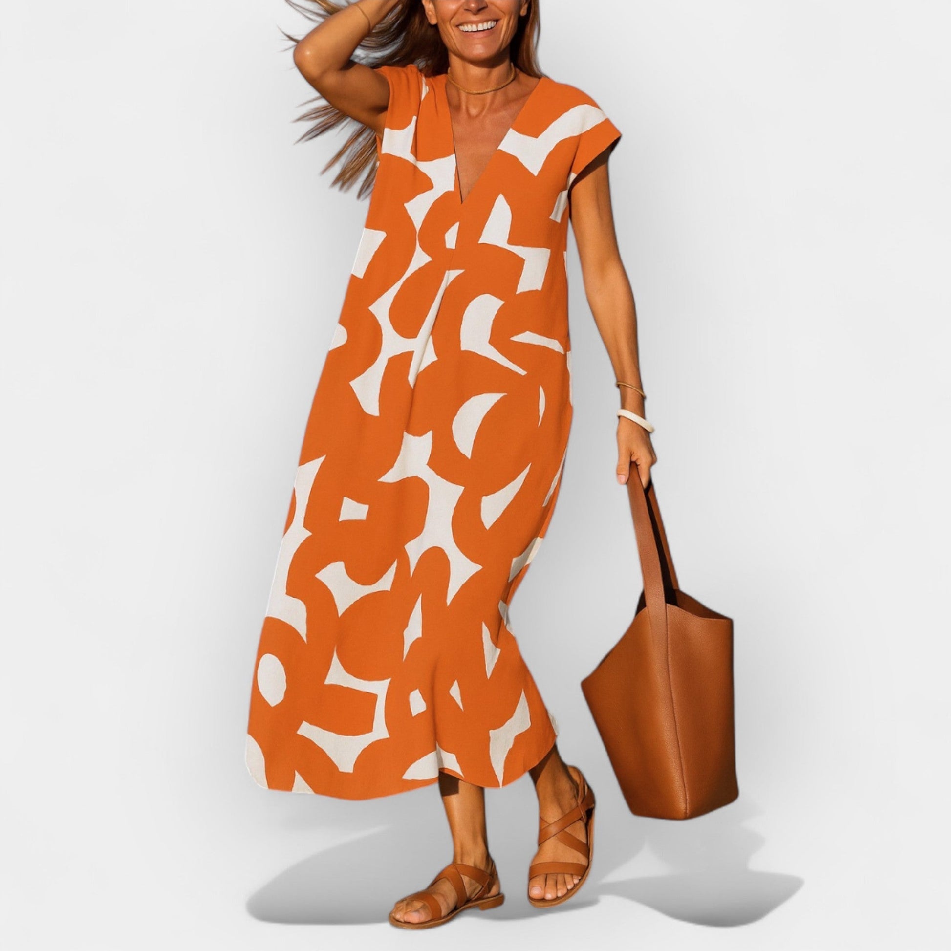 Abito Arioso con Scollatura a V e Design Moderno