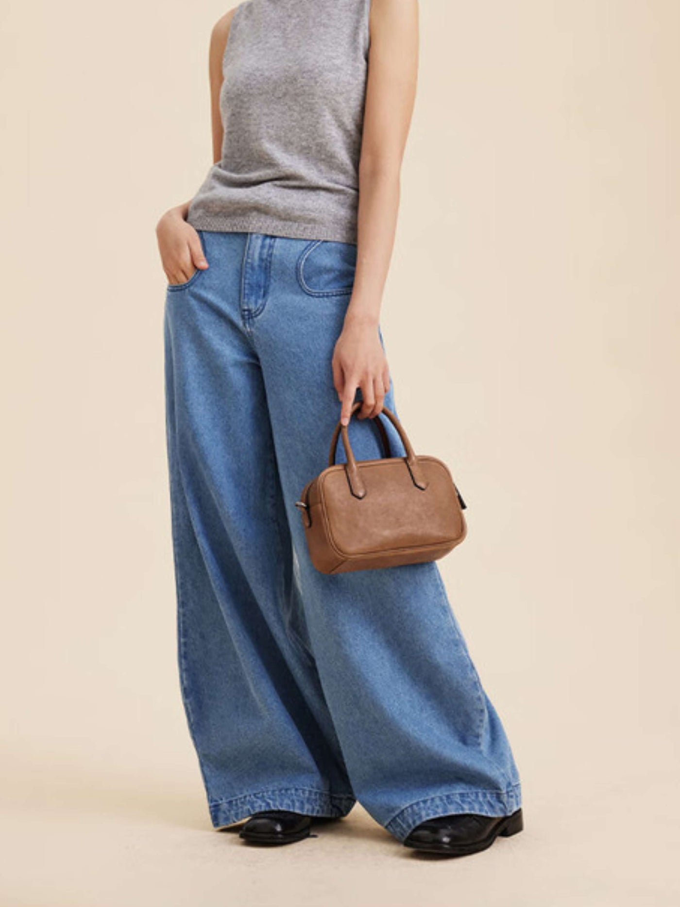 Eliza | Borsa Quadrata con Zip Lucida