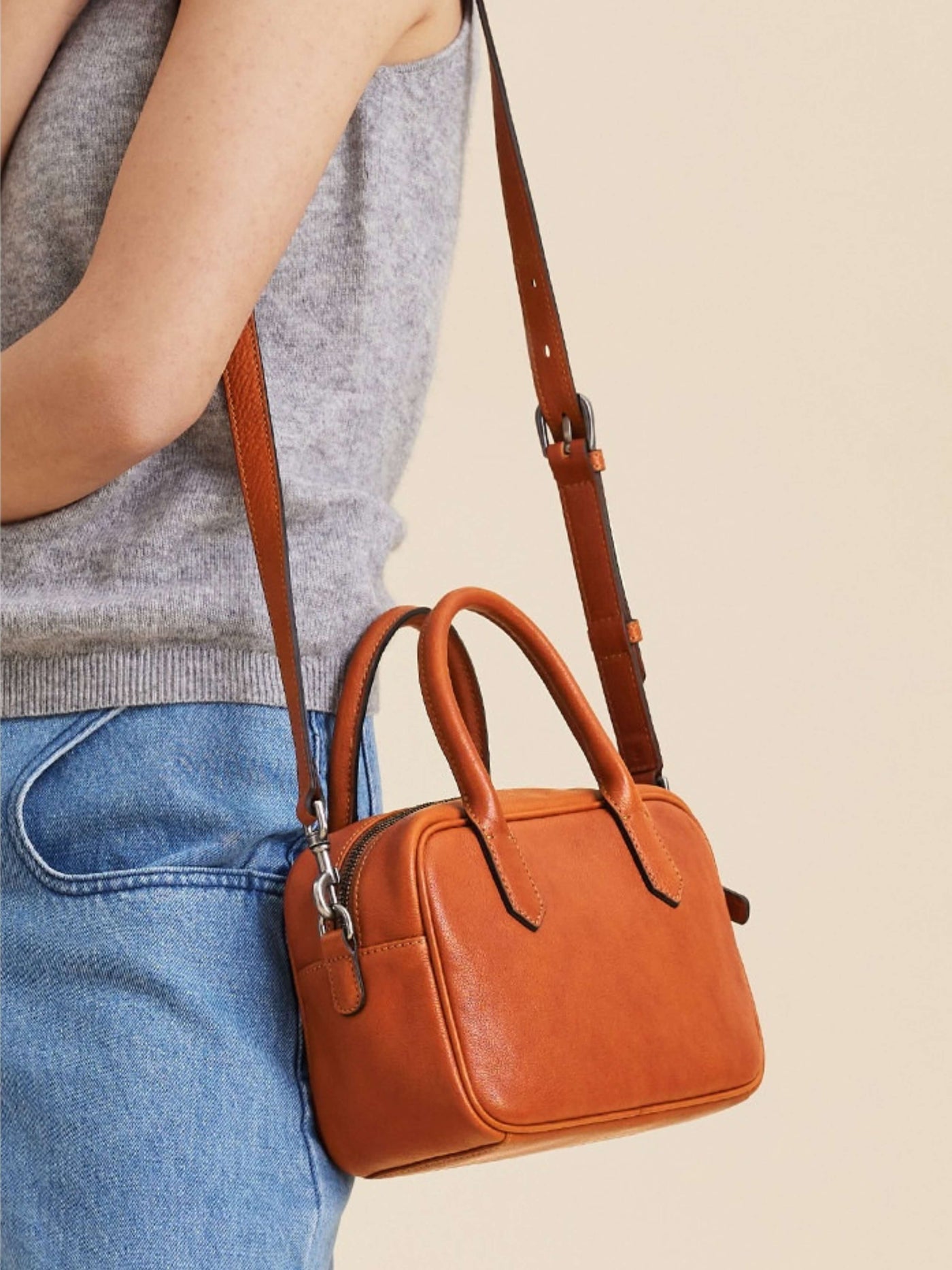Eliza | Borsa Quadrata con Zip Lucida