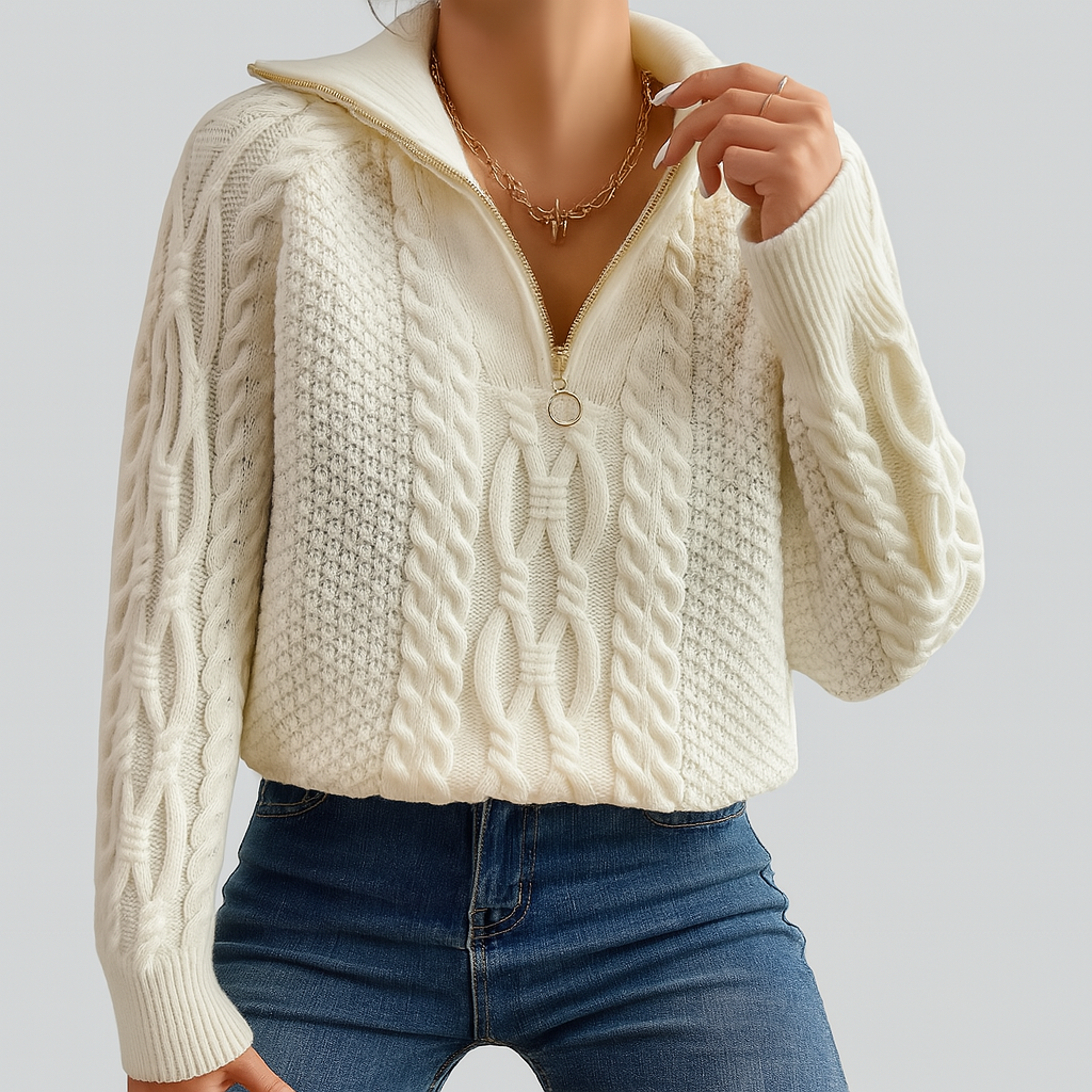 Harlow – Maglione a Treccia con Collo Zip