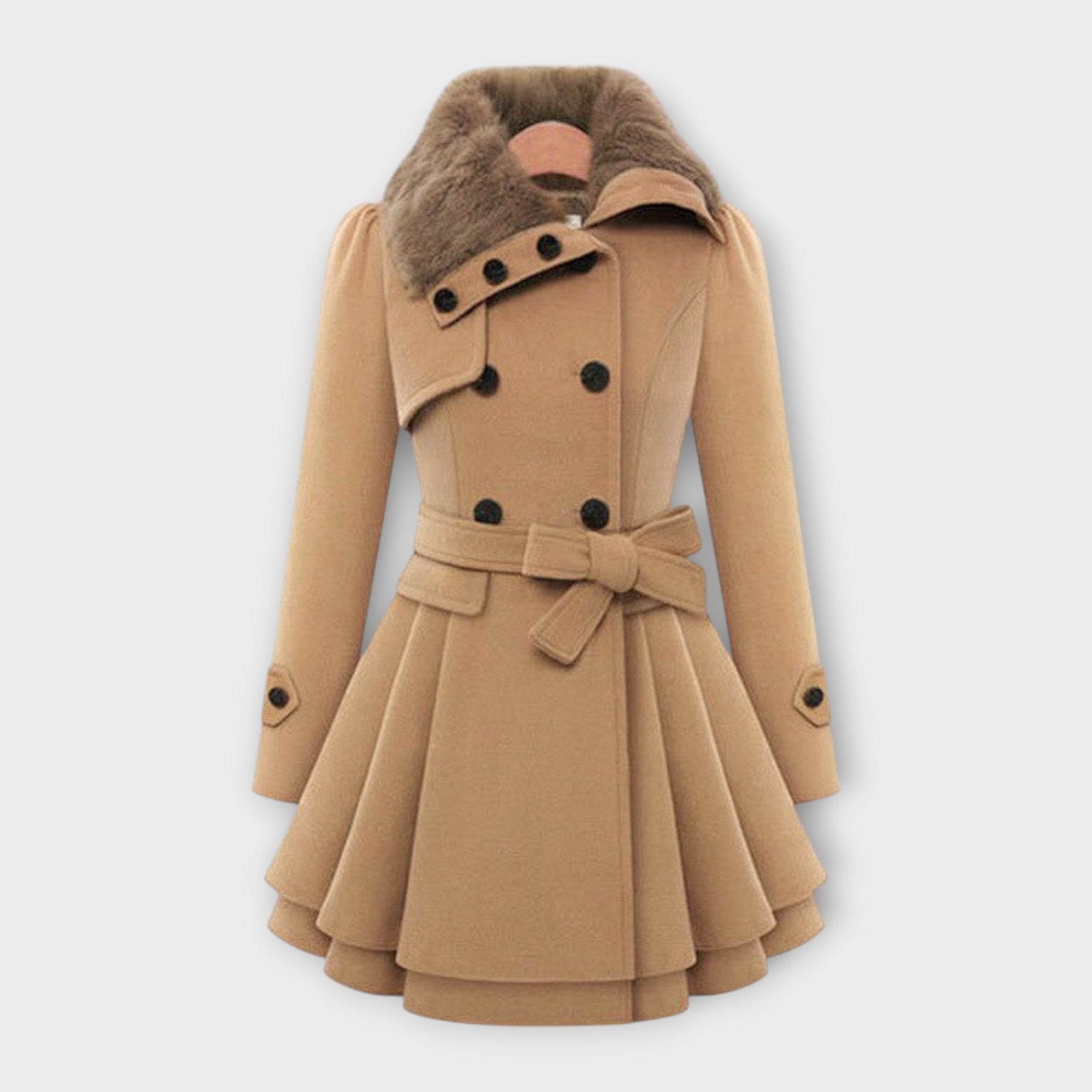 Elivara – Cappotto elegante con colletto in pelliccia