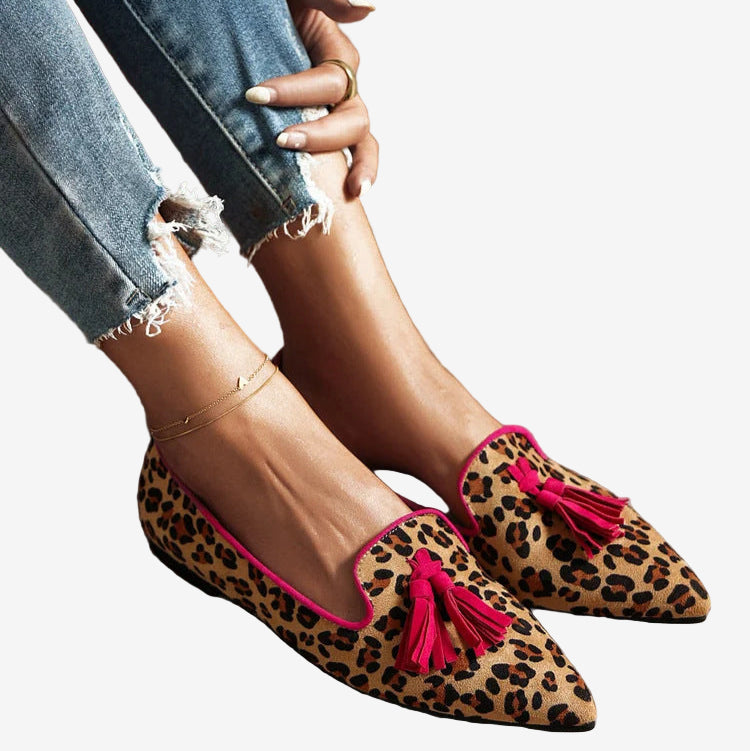 Sofia - Décolleté Leopard con Frange