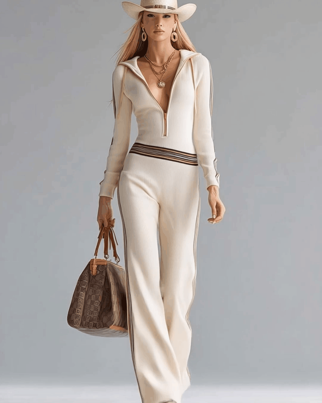 Tuta Retrò con Cappuccio e Zip Frontale