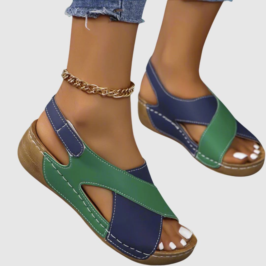 Hildegard - Sandali bicolore in pelle