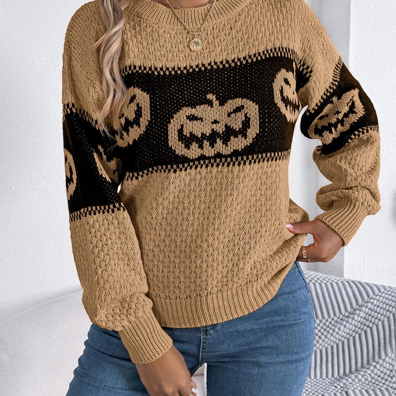Pullover di Halloween con Zucca e Fantasma