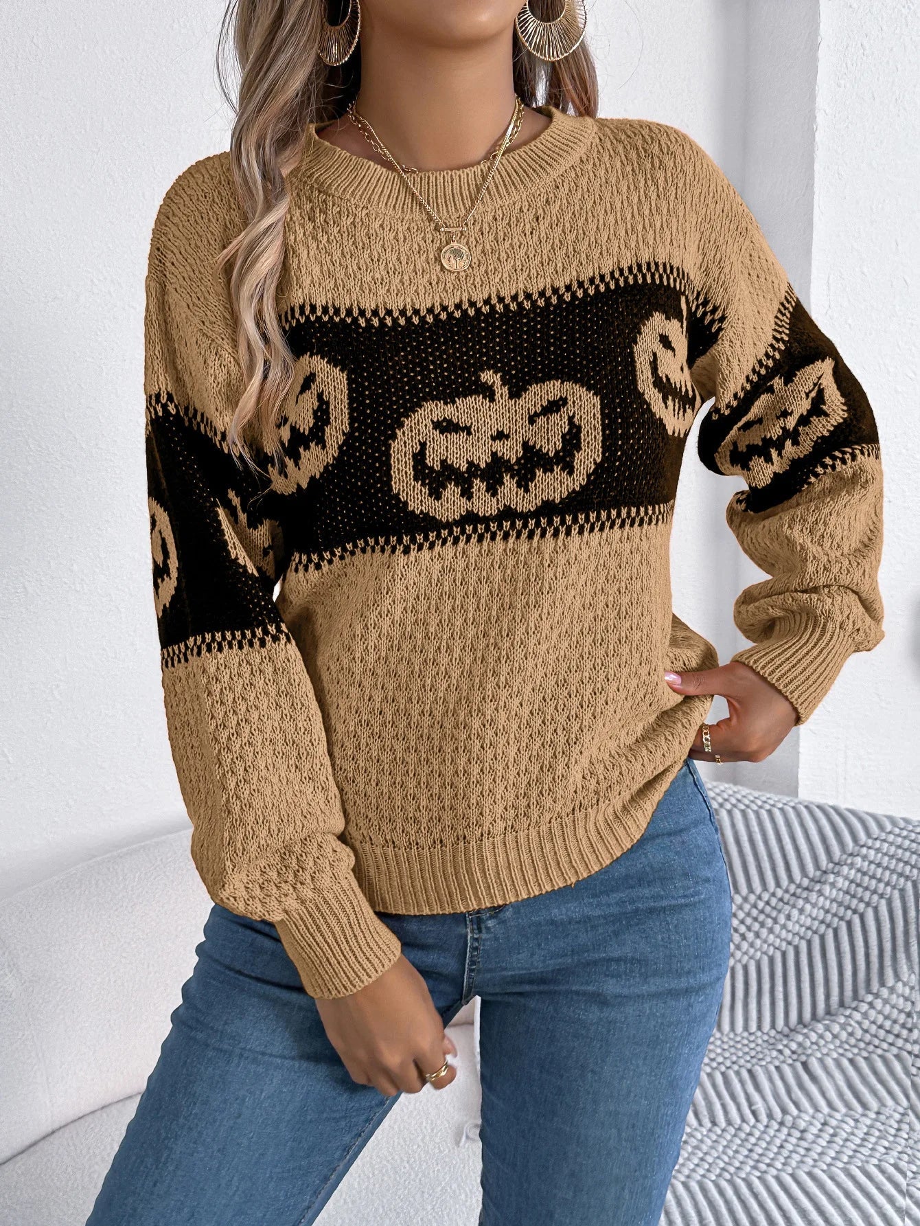 Pullover di Halloween con Zucca e Fantasma