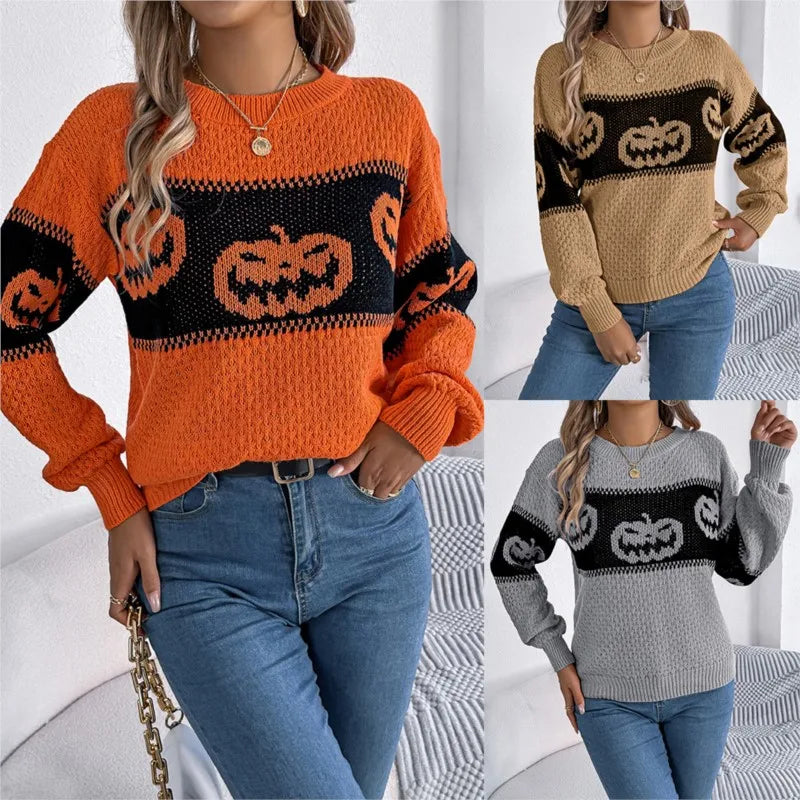 Pullover di Halloween con Zucca e Fantasma