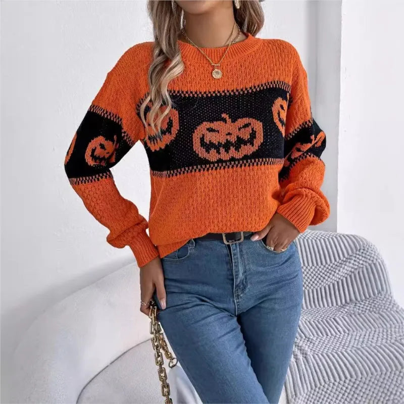 Pullover di Halloween con Zucca e Fantasma