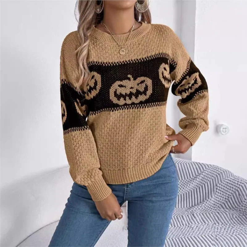 Pullover di Halloween con Zucca e Fantasma