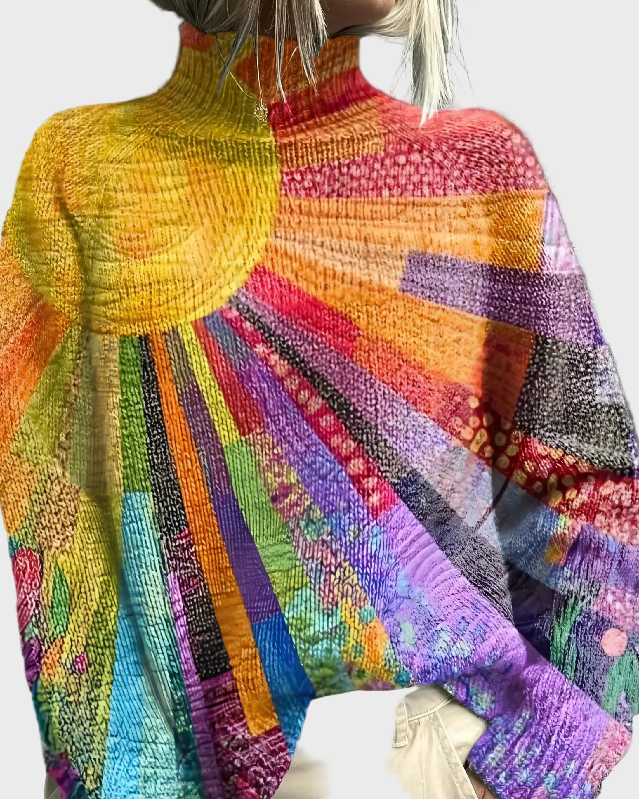 Maglione a collo alto con motivo vivace