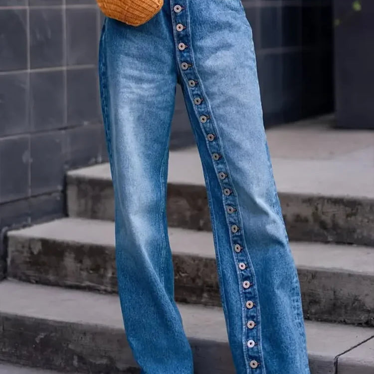 Jeans Donna a Vita Alta con Gamba Ampia