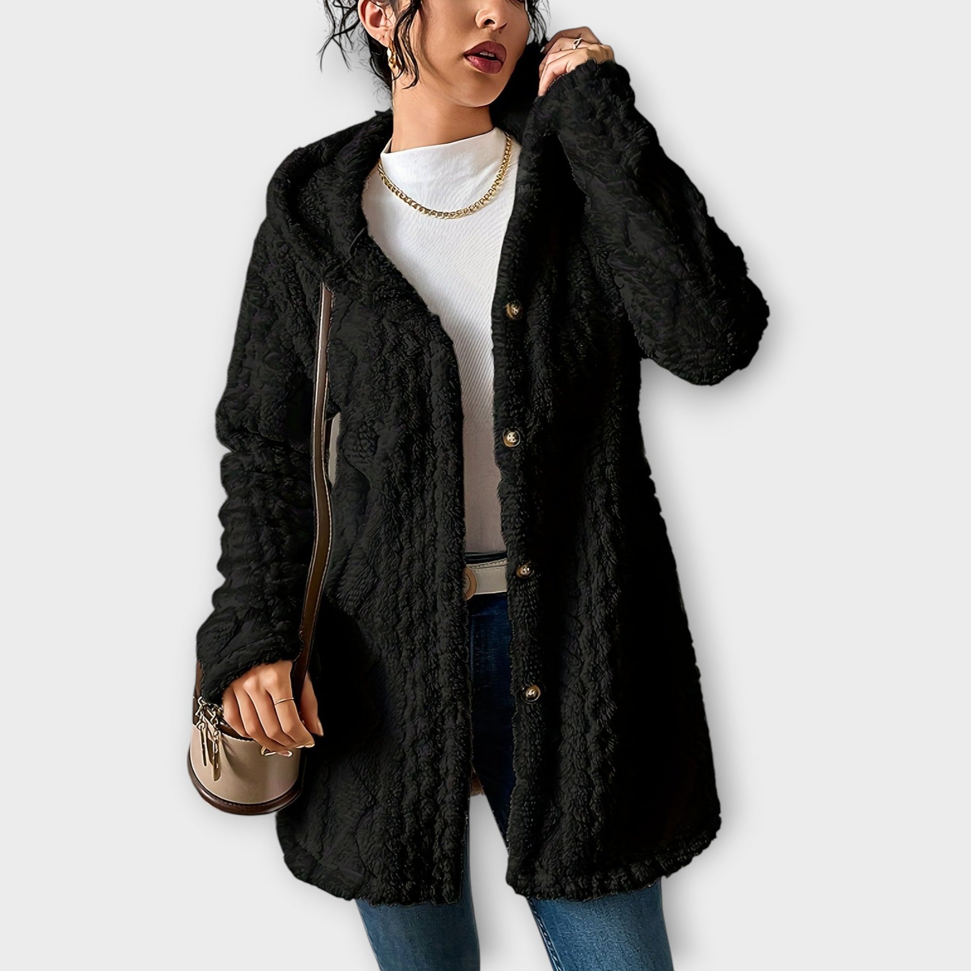 Giacca Invernale Con Cappuccio Testurizzata e Confortevole