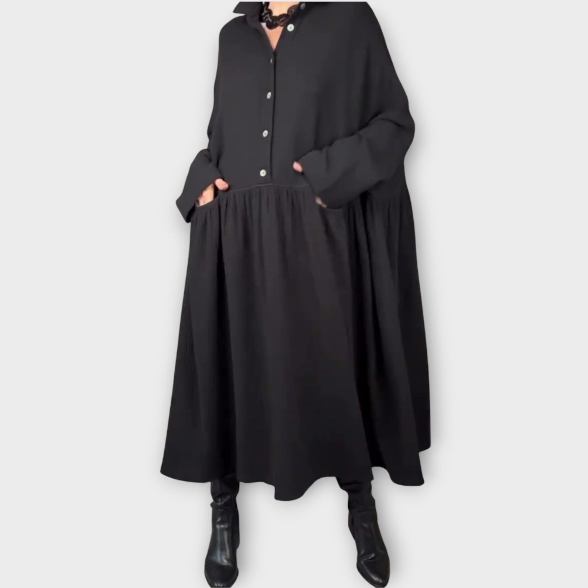 Abito Midi Classico con Bottoni