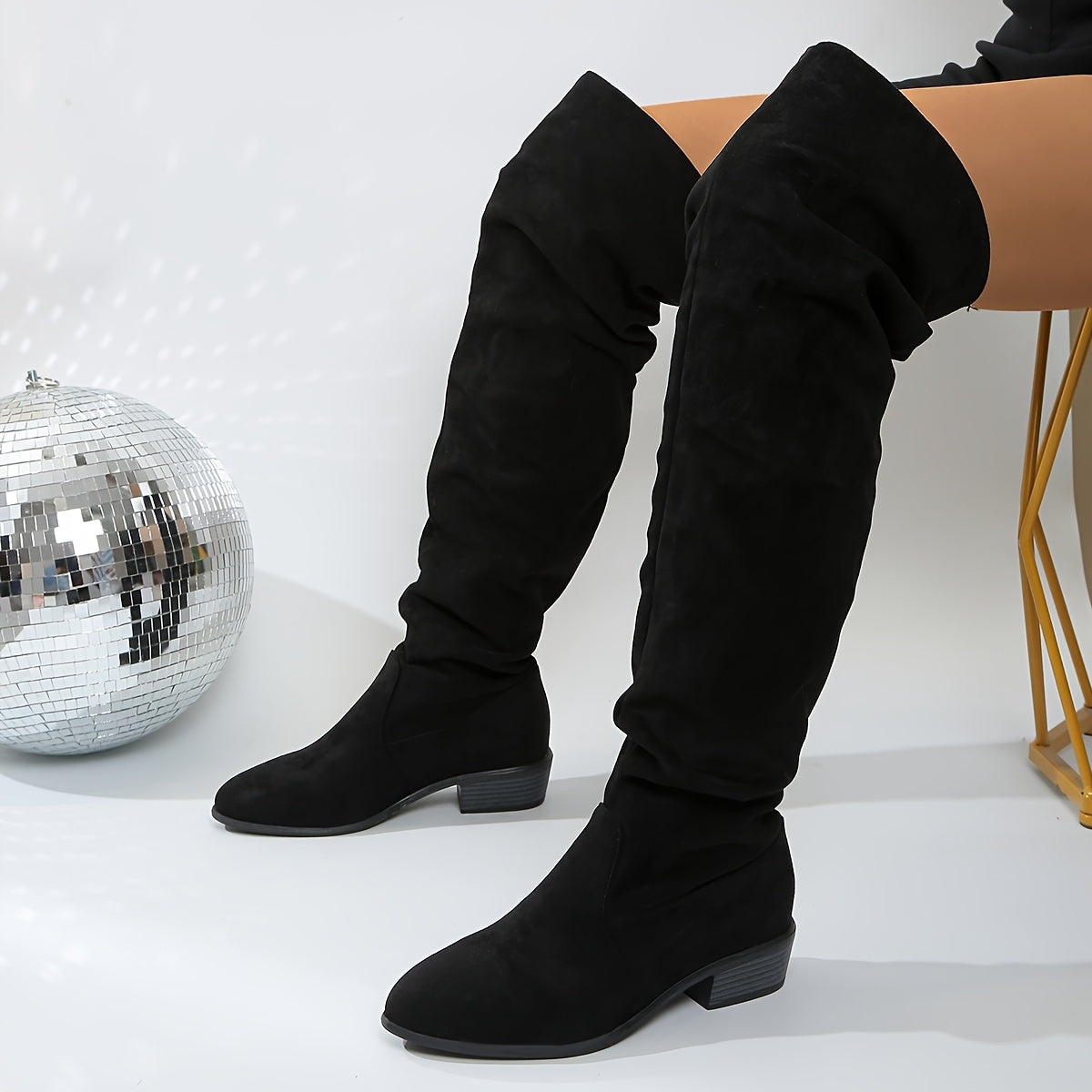 Versione allungata Stivali da donna impilati alla moda Versatili sopra il ginocchio