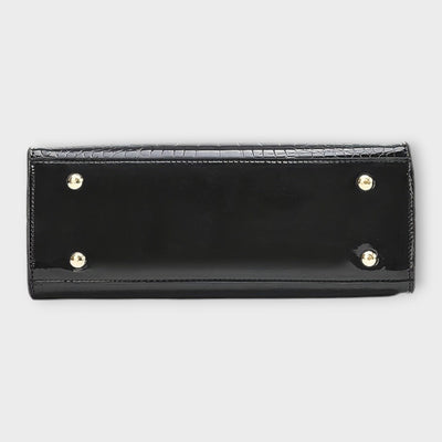 Gianna Boutique - Borsa a Mano con Motivo Coccodrillo Lucido