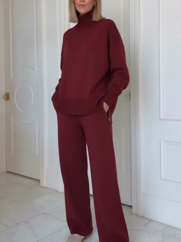 Set di Due Pezzi con Collo Alto e Cerniera, Pantaloni Dritti