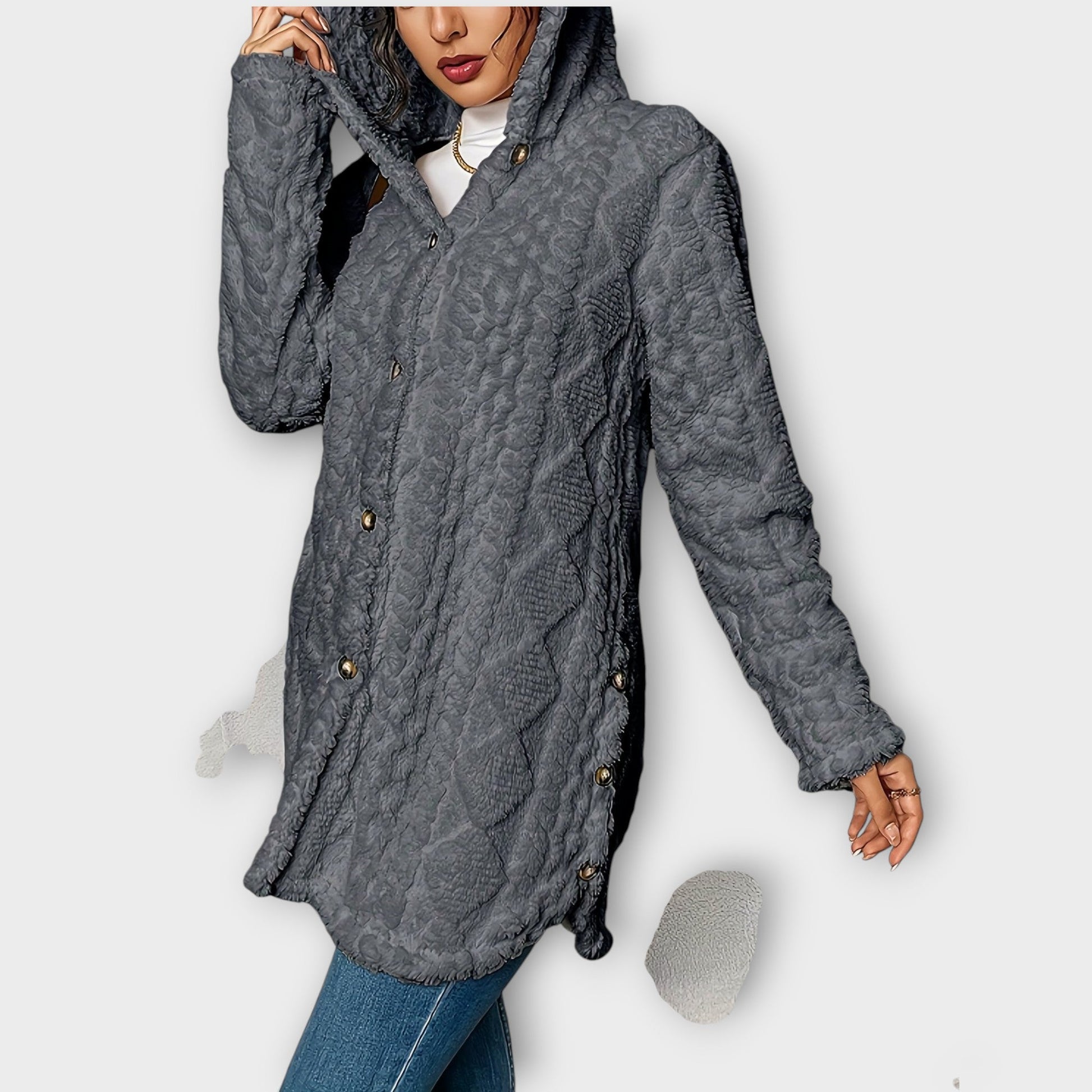 Giacca Invernale Con Cappuccio Testurizzata e Confortevole