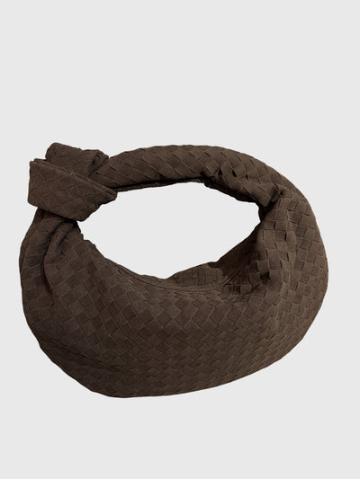 Celeste | Borsa Media Suede Intrecciata con Nodo