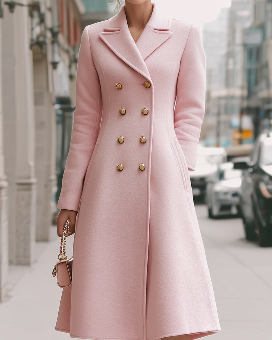 Giacca elegante in lana doppiopetto color rosa cipria