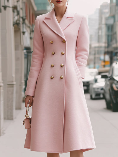 Giacca elegante in lana doppiopetto color rosa cipria