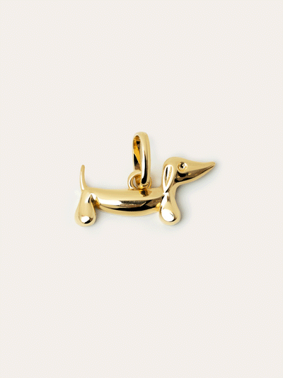 Ciondolo Bassotto Smaltato Bianco Placcato Oro - Shopella