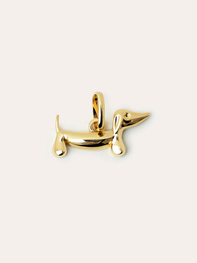 Ciondolo Bassotto Smaltato Bianco Placcato Oro - Shopella