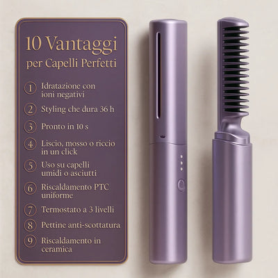 Celestosa ® | Pettine e spazzola lisciante 2 in 1 portatile,effetto salone. - Shopella