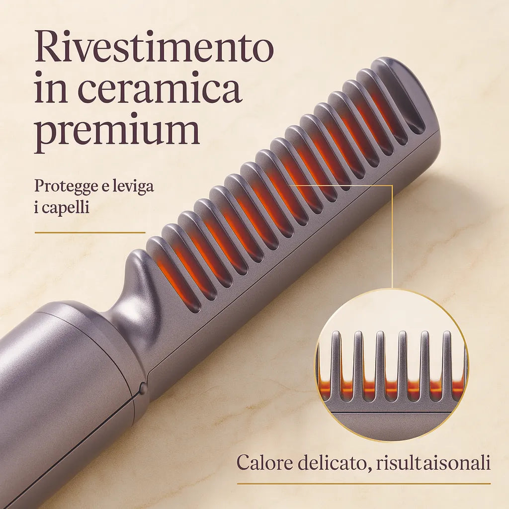 Celestosa ® | Pettine e spazzola lisciante 2 in 1 portatile,effetto salone. - Shopella