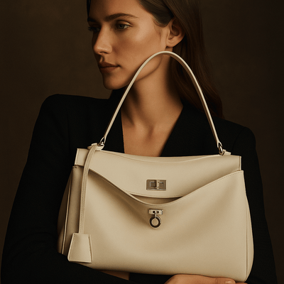 Borsa Moira – Pelle liscia & chiusura a rotazione - Shopella