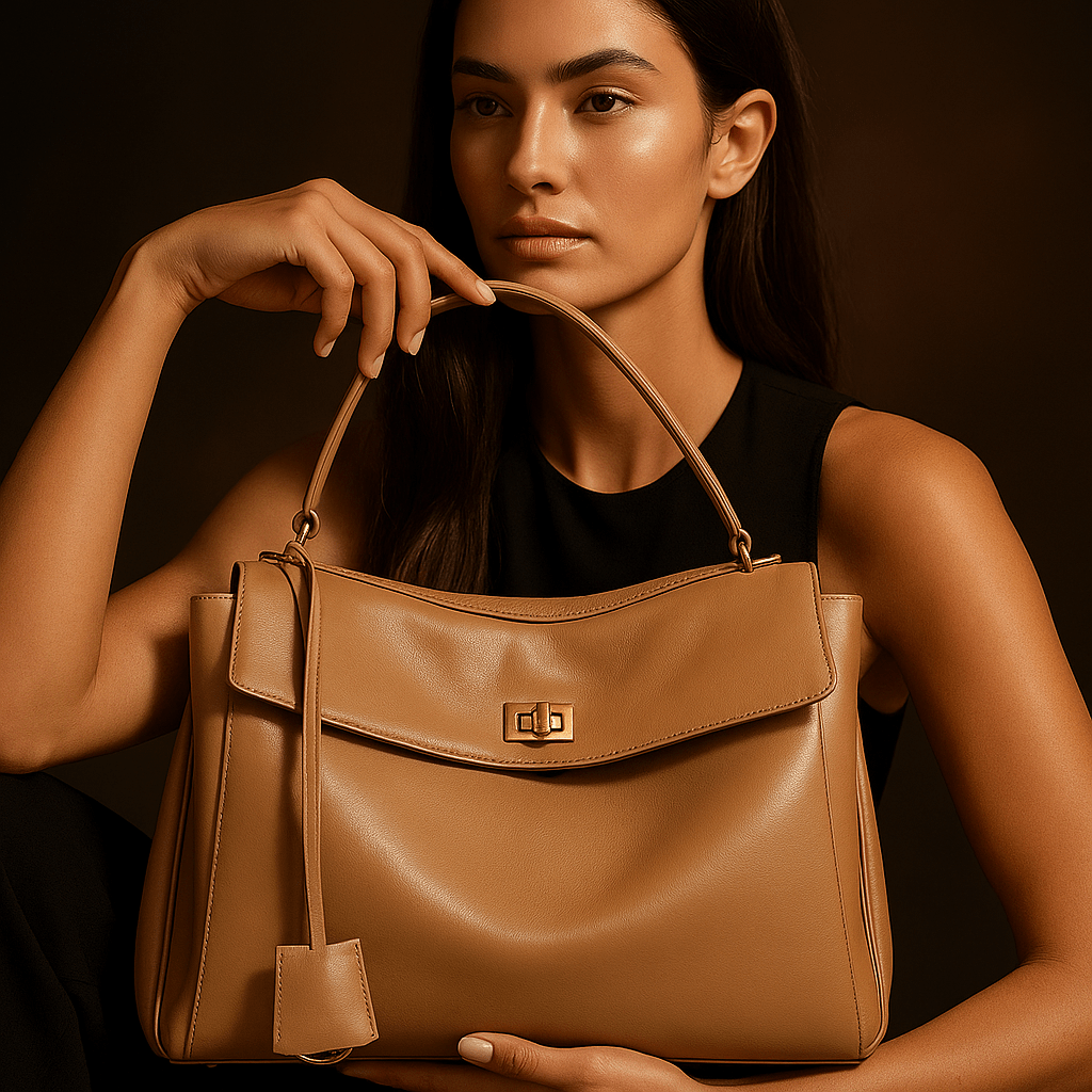 Borsa Moira – Pelle liscia & chiusura a rotazione - Shopella