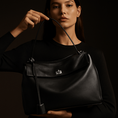 Borsa Moira – Pelle liscia & chiusura a rotazione - Shopella