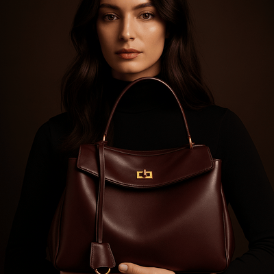 Borsa Moira – Pelle liscia & chiusura a rotazione - Shopella